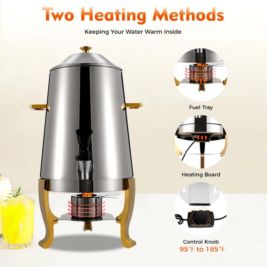 Commercial Hot Beverage Dispenser, 13L Electric Coffee Warmer with Adjustable Temperature (35-85°C/95-185°F) for Coffee, Tea,