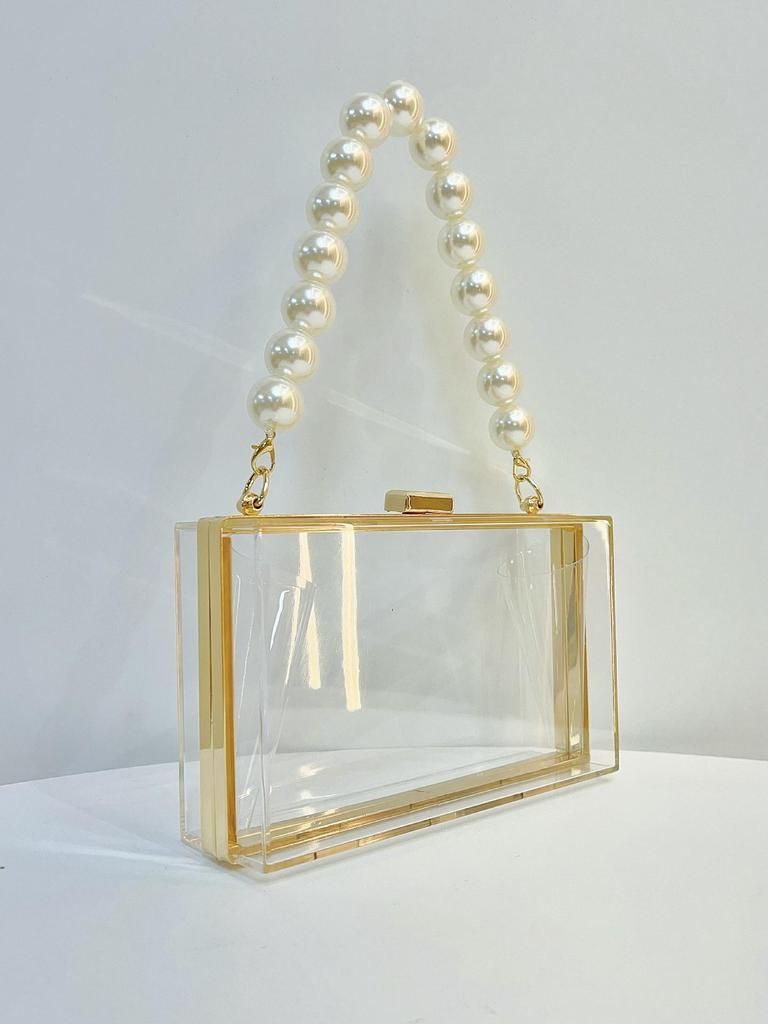 Transparent Acrylic Clutch: Small Square Box Crossbody Chain Bag for Evening Parties