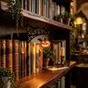 Černý kovový stojan Dekorace Lampa do knihovny, Mini dekorativní lampička na poličku, Strašidelná dýně Duch Klobouk Čtecí koutek Sváteční ozdoby na okno LED