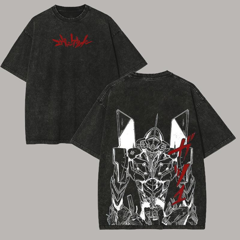 

Neon Genesis Evangelion Anime Lover Washed T-shirt Year round clothing high quality personality Clothes Plus Size Unisex New Model Couples tee XXXL