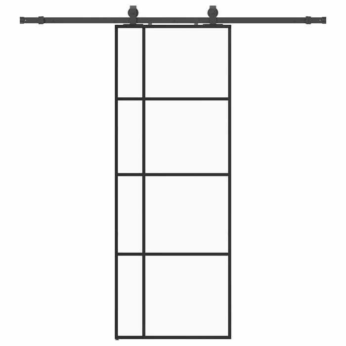 VidaXL Porte coulissante kit de quincaillerie noir 76x205 cm verre ESG, porte intérieure, porte de grange intérieure, porte 3375868