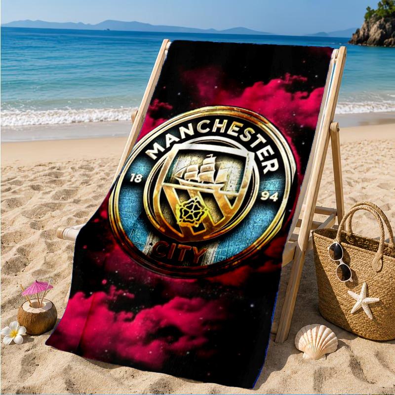 City Football Club Printed Microfiber Beach Towel, Soft And Absorbent, Quick-Dry, Ideal for Summer Travel, Beach Essential, Swimming Pool