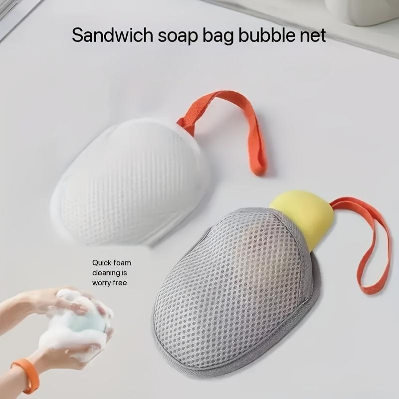 4 Stück Taschenseifenschaumnetz, Weißes Netz Reise Tragbar Seifenblatt Schaumnetz - Wiederverwendbares Badeseifenblatt Reinigungs-Schaumnetz