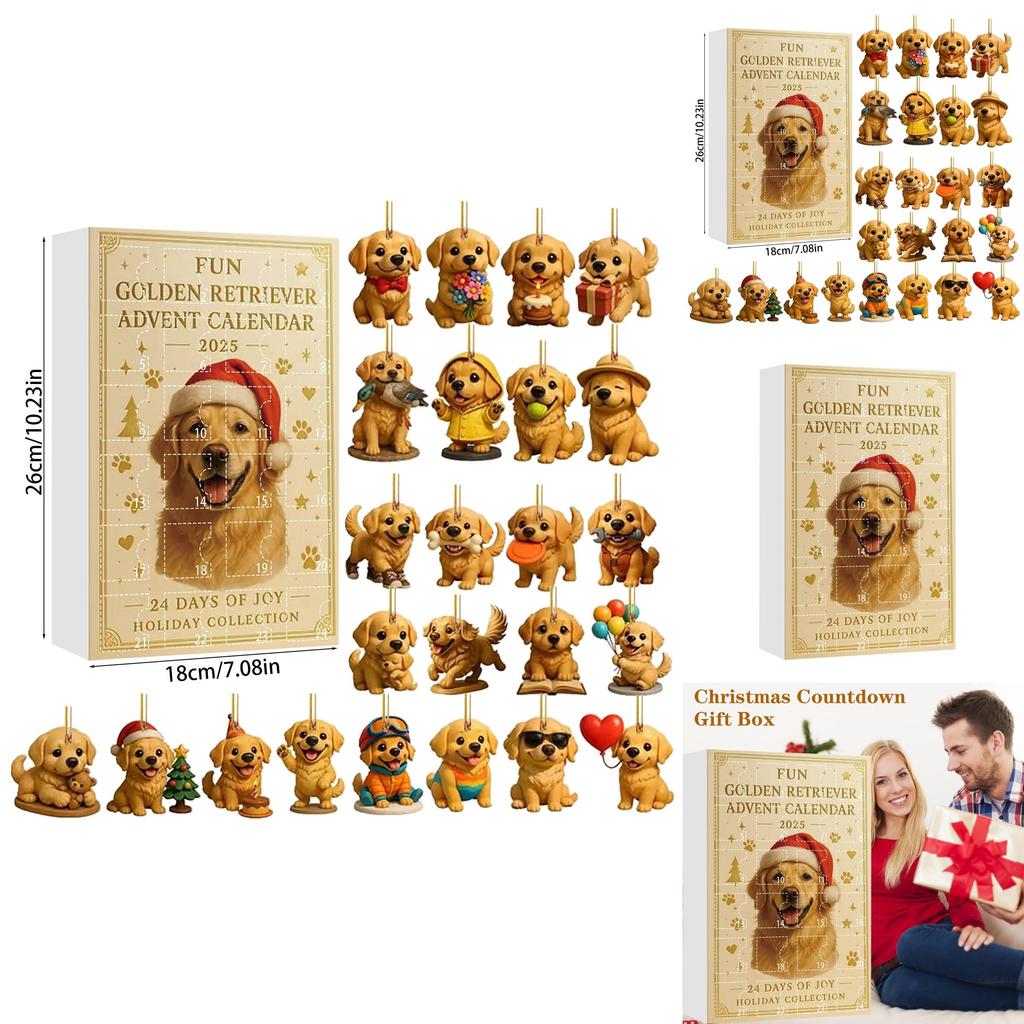 Dog Theme Christmas Advent Calendar With Acrylic Animal Figures For Holiday Gift Giving