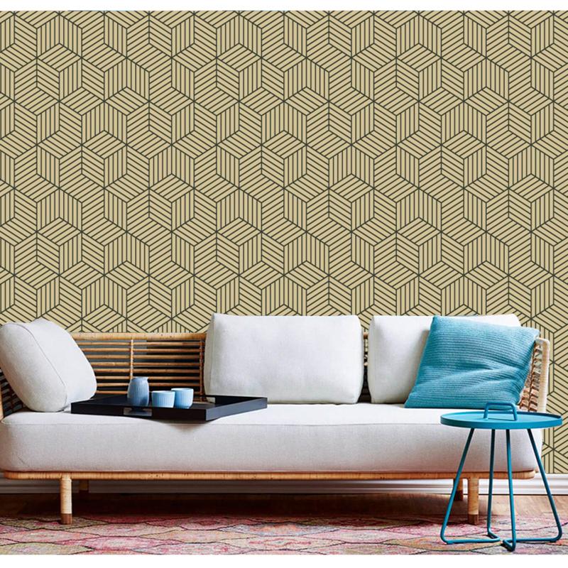 Black And Beige Geometry Stripped Hexagon Peel And Stick Wallpaper Black Stripes Self Adhesive Wallpaper For Bedroom Wall Decor