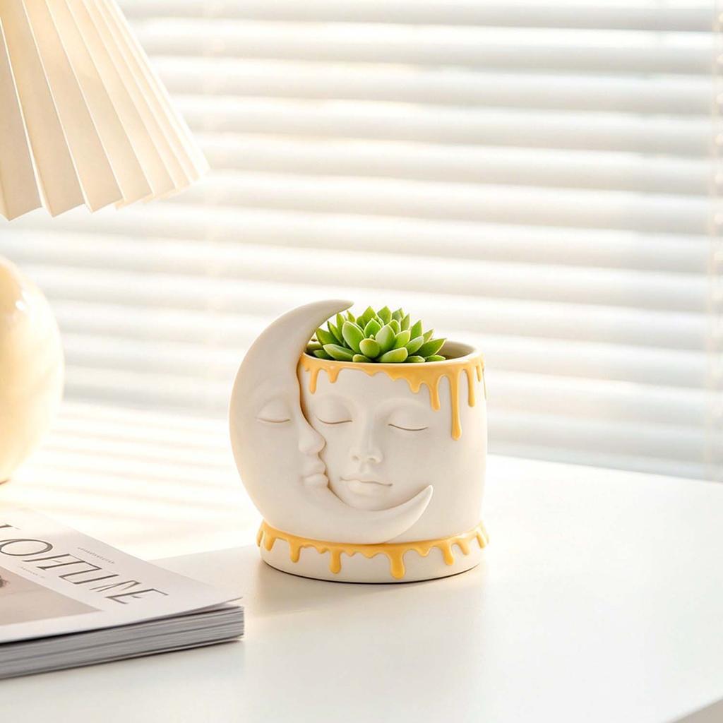 Mondgesicht Silikonform 3D Menschenkopf Kerzenherstellung Form DIY Zement Blumentopf Sukkulenten Pflanzgefäß Harzgussformen Heimdekoration