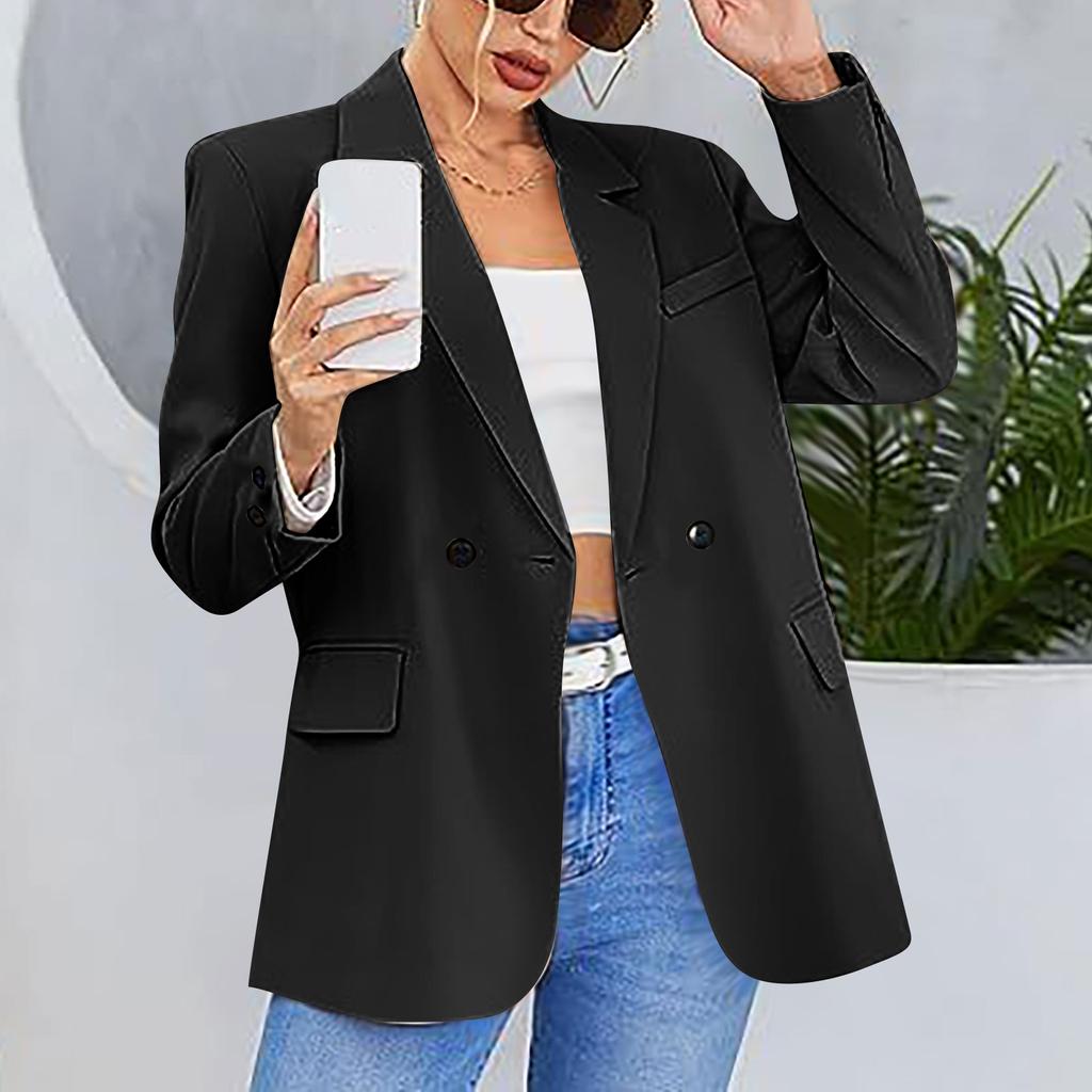 Dámská bunda klopa Jednobarevný knoflík Dekorace Slim Cardigan