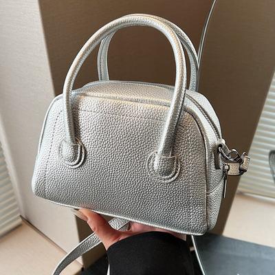 Solid Color Pillow Bag Niche Design Boston Handbag Simple High-end Single Shoulder Crossbody Small Square Bag Bags
