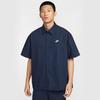 Men's Loose Fit Embroidered Short-Sleeve Button Shirt