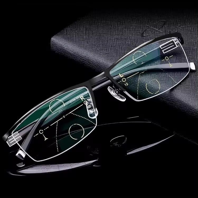 

Stainless Steel Bifocal Reading Eyeglasses for Mens Anti- Blue Lightweight Professional Half Frames Presbyopia Glasses + 1 .0To+4.0 1.5