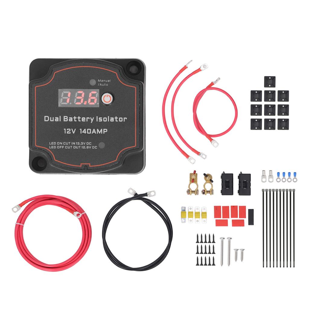3.0m Dual Batterie Isolator DC12V 140A Manuell Auto Modus LED Bildschirm VSR Split Laderelais Kit für