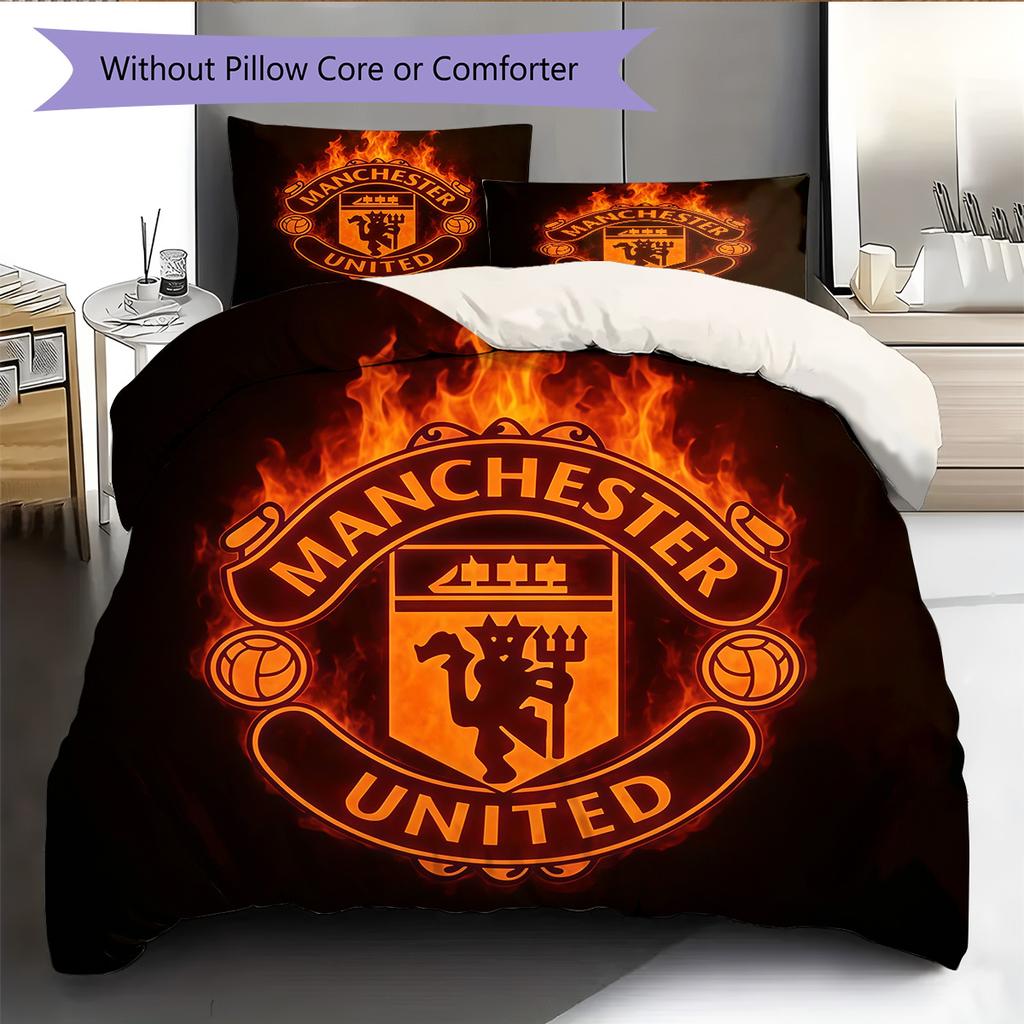 Man Utd Sängkläder Täcke Set Örngott Kuddfodral Heminredning Födelsedagspresent (1 * påslakan + 2 * örngott, utan kärna)