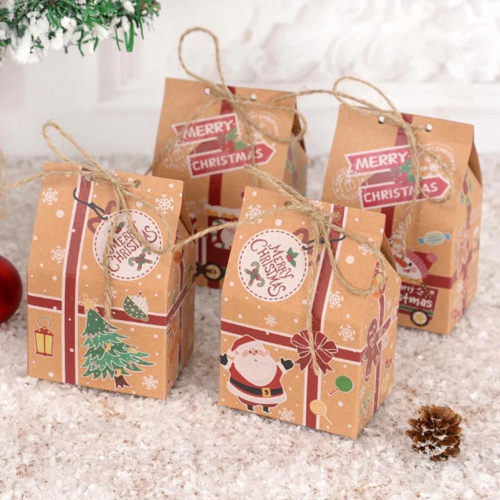 50pcs with Ropes Christmas Gift Boxes Thickened Present Packaging Box Bakey
