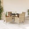 VidaXL Garden Dining Set and Cushions 5 Pcs Beige Rattan Glass 3278708