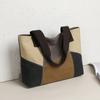 Yogodlns New Spliced Canvas Women's Shoulder Bag Large-capacity Portable Messenger Bag Casual Ethnic Style Contrasting Color Bag