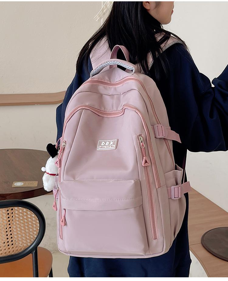 Schoolbag Multi-pocket Wholesale Middle School Student School Bag Girls Ridge Protection Large Capacity High Value Korean Simple Wind-packed Books