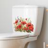 Elegante Mohnblumen und Grüne Pflanzen Toilettenaufkleber Wasserdicht Selbstklebend Abnehmbare Folie für Badezimmer WC Heimdekoration