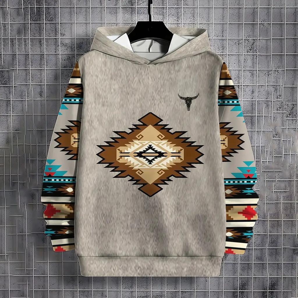 Autumn Men's Hoodie Casual Long Sleeve Pullover Harajuku Print Top Fashion Streetwear Oversized Vintage Men's Hooded Sweatshirt