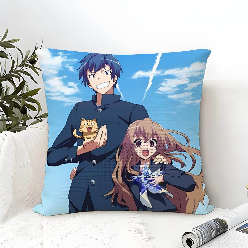Anime TToradora Pillow Case Cotton Linen Fabric Square Zipper Pillowcase Home Decorative Living Room