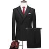 Fashion Men's Business Double Breasted Solid Color Suit Coat / Male Slim Wedding 2 Pieces Blazers Jacket Pants Trousers