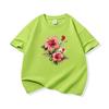 Kids Cotton T Shirt Pink Hibiscus Flower Print Crew Neck Short Sleeve Tee Casual Breathable Boys Girls Summer Tops