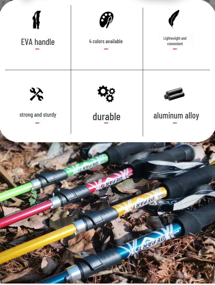 Lightweight Telescopic Aluminum Hiking and Trekking Poles - Folding Design for Outdoor Climbing and Walking