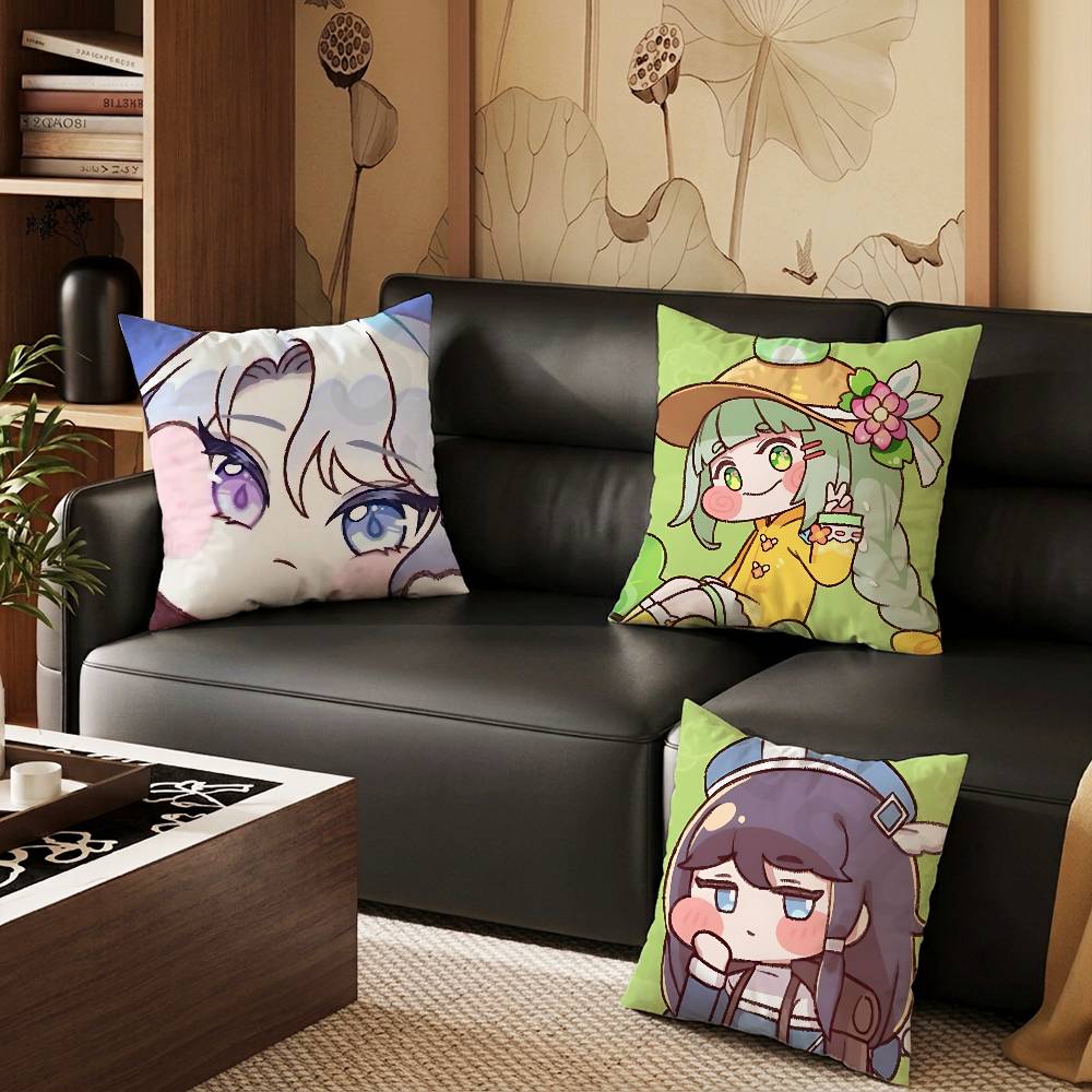Cute Game TTrickcal Anime Pillow Case Antidustmite Pillowcase Invisible zipper silky short plush Sofa cushion cover