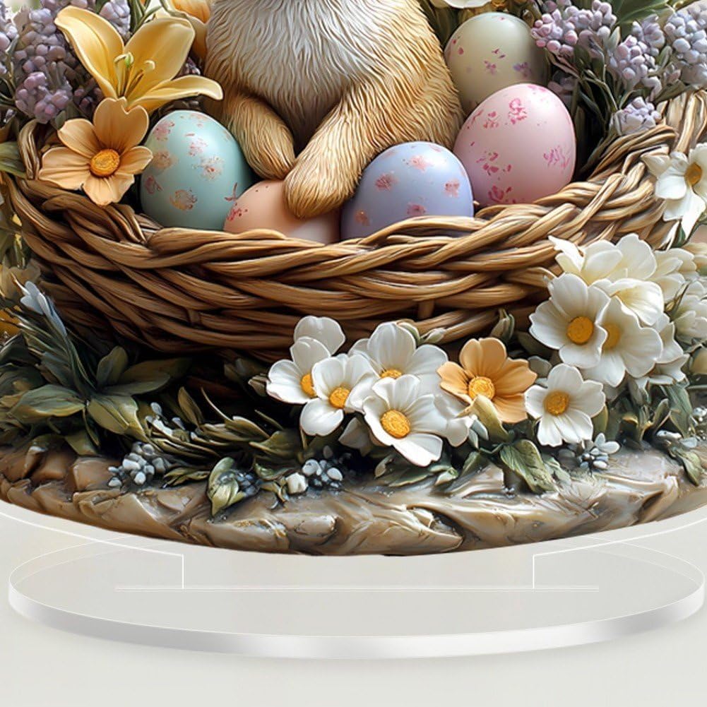 2D acrylic rabbit ornaments Easter desktop decoration color (suitable for desk, fireplace, shelf)