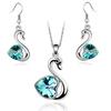 Cigno di cristallo Ciondolo charm amante moda Set di gioielli regalo di compleanno presente Collana Orecchino charm di qualità ragazza appuntamento