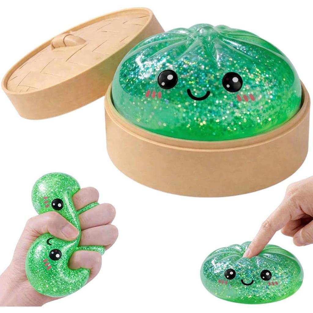 Zelený třpytivý gelový squishy knedlík Hračka na odbourání stresu Rychle se vrací Anti-stresové mačkání pro dospělé a děti