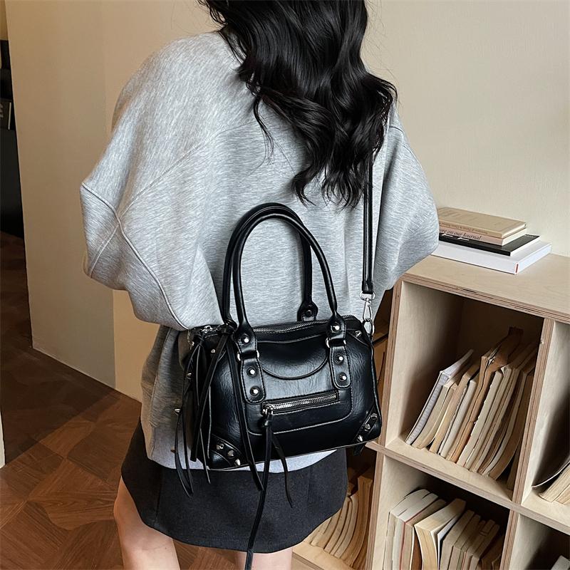 Borsa a Spalla Grande Capacità Monocolore Vintage