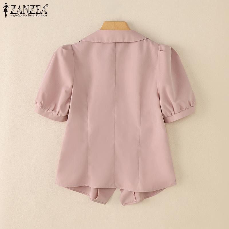 ZANZEA Bluză casual de vară pentru femei cu gât în V și mâneci scurte