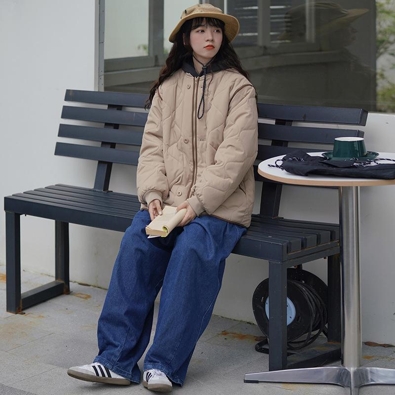 Retro rhombus grid neutral couple cotton clothes women's winter light and thin cotton-padded baseball cotton-padded jacket high-end winter