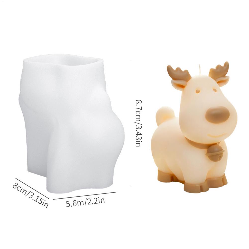 Christmas Bell Reindeer Silicone Candle Mold DIY Xmas Ornament Craft Gifts Making Soap Plaster Resin Molds Home Holiday Decor