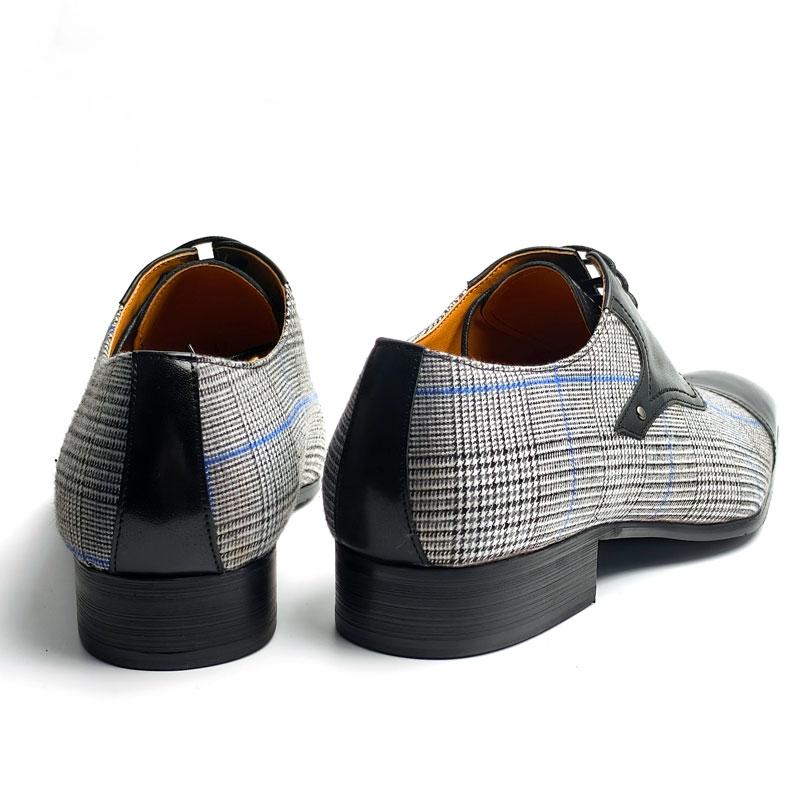 Fashion Men's Leather Shoes Denim+cow Leather Upper Material Lace Up Fashion Oxfords for Man Perfect For Business Wedding Office Wearing