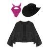 Unisex Kinder Cowboy Cowgirl Kostüm Set Fransenweste Langarm Zylinder Bandana Verkleidung