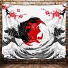 NYMB Japanese Anime Tapestry, Black and White Yin Yang Koi Fish Tapestry for Bedroom Aesthetic, Asian Wave Cherry Blossom Tapestries Poster Beach
