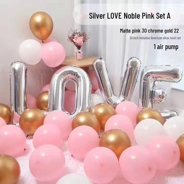 Honeymoon Room Wedding Scene Decor Set: Love Letter Balloons & Transparent Boxes