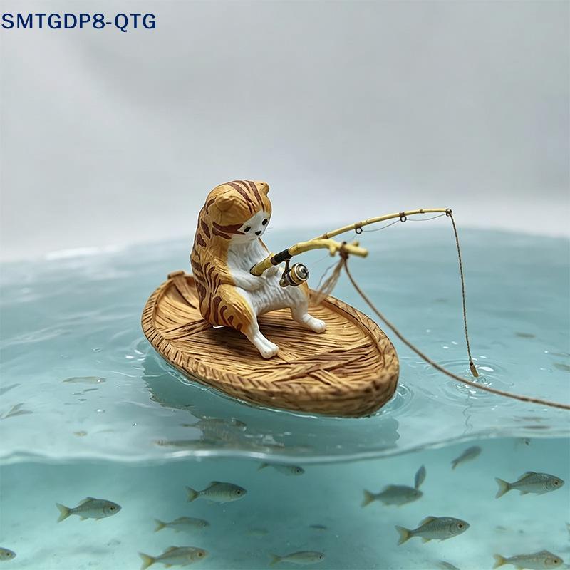 Hot 1Pc High Quality Resin Durable Fish Tank Decor Marine Theme Creative Cat Fishing Boat Aquarium Ornament