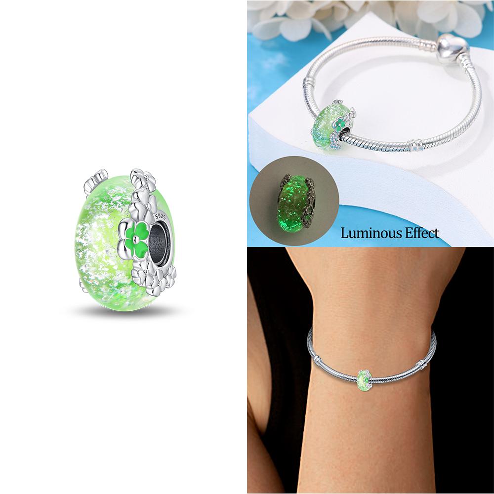 Green Color Four-Leaf Clover Avocado Copper Cactus Green Series Charms Beads Fit 3Mm Original Bracelet Diy Jewelry Gift