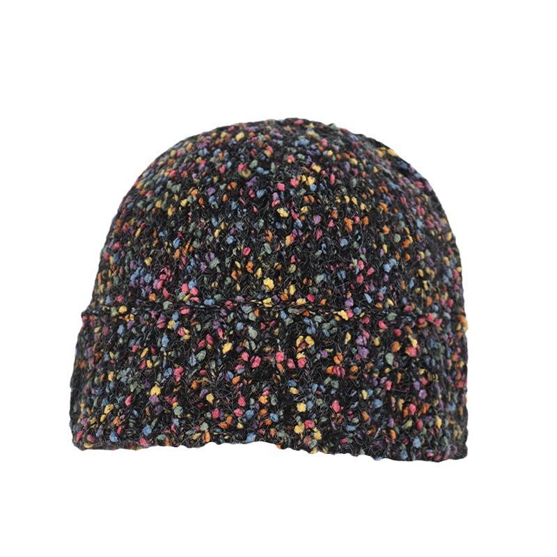 Sweet and Cute Rainbow Woolen Hat for Women Autumn and Winter Warm Ear Protection Big Head Hat Knitted Hat Fisherman Bucket Hat