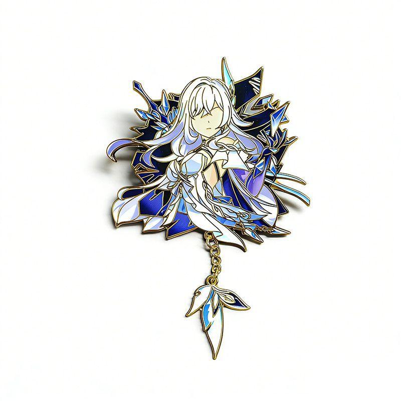 

Game Skirk Cosplay Brooch Unisex Alloy Enamel Badge Lapel Pins Bag Costume Ornament Decoration Accessories Prop бежевый