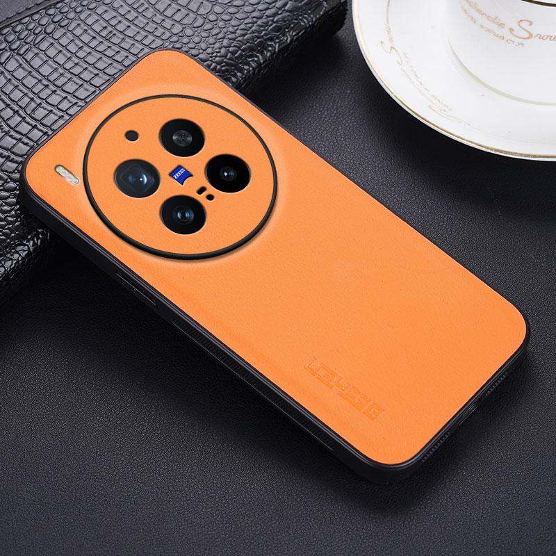 

Чехлы для VIVO X300 Pro Чехол из углеволокна и ПУ кожи Противоударный чехол для VIVO X300 X300Pro Противоударный чехол с мягкой рамкой Бампер vivo X300 Pro оранжевый