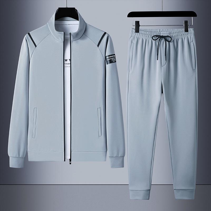 Men's Stand-up Collar Sports Suit: Jacket, Sweatshirt, Long Pants - Plus Size, Trendy Autumn/Spring Wear