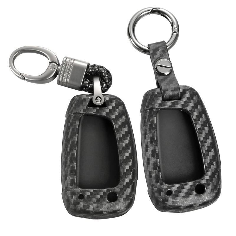 Car Key Case Cover For Hyundai Accent Kona Santa Fe I30 Ix35 3 Buttons Folding Remote Carbon Silicone