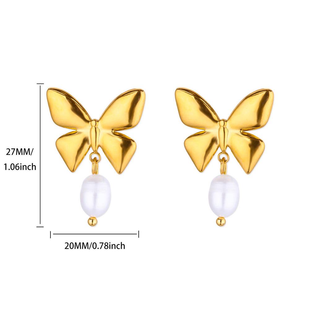 Titanium Steel Stud Earrings Female Pearl Flower Light Luxury High-end Sense Niche Temperament Non-fading Earrings Versatile Earrings