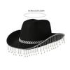 Rhinestones Tassels Hat Fashionable Western Hat Denims Hat Wild Western Hat for Stylish Men and Women