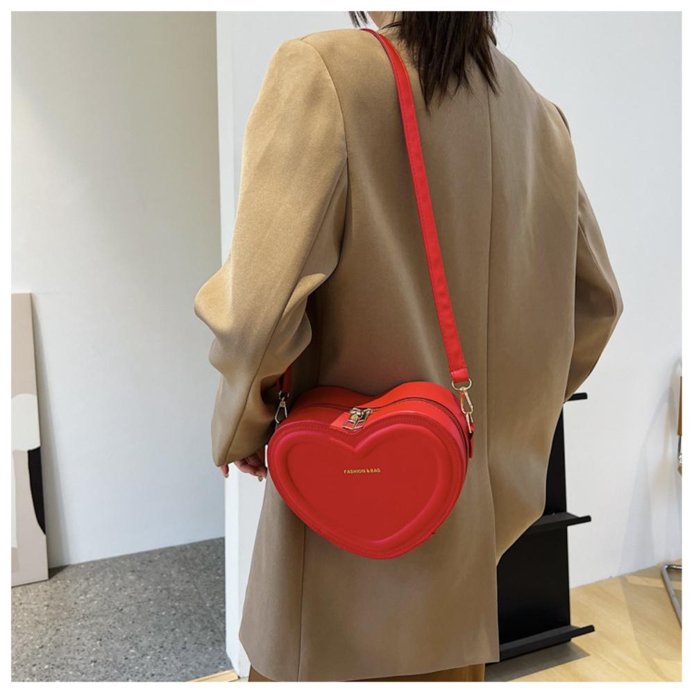 Fashion Heart Shape Crossbody Bags for Women  Solid Color Pu Shoulder Bag Casual Ladies Handbags Designer Women Bags