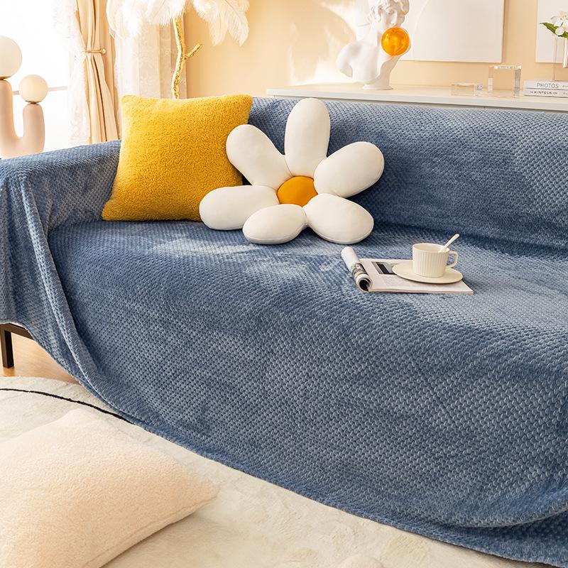 Ins Style Full Cover Sofa Towel Thickened Plush Sofa Cover Anti-cat Scratch Sofa Cover Cushion Winter Sofa Blanket