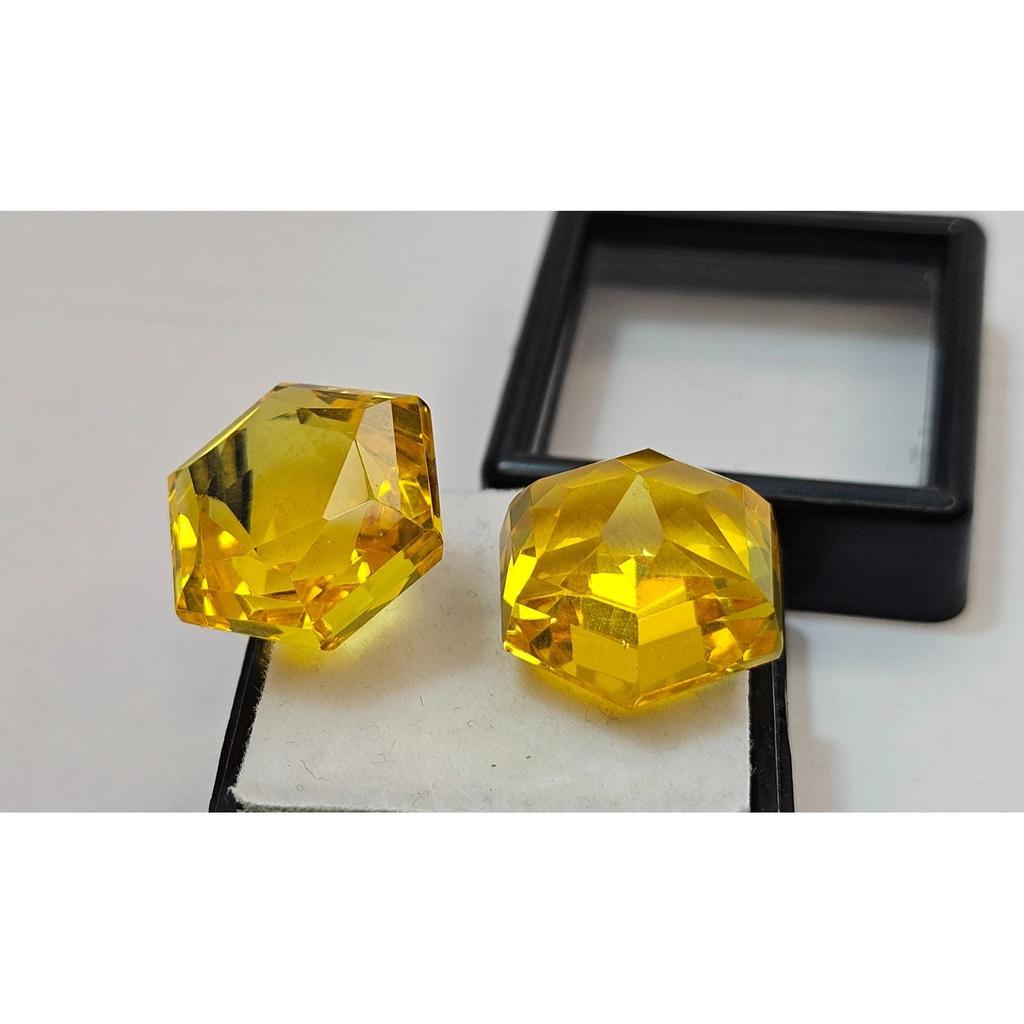 Yellow Topaz For Earring Making 32+ Ct Hexagon Cut Pair Beautiful Gemstone